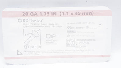BD 383518 Nexiva Closed IV Cath. System-Single Port 20GA x 1.75IN (x)